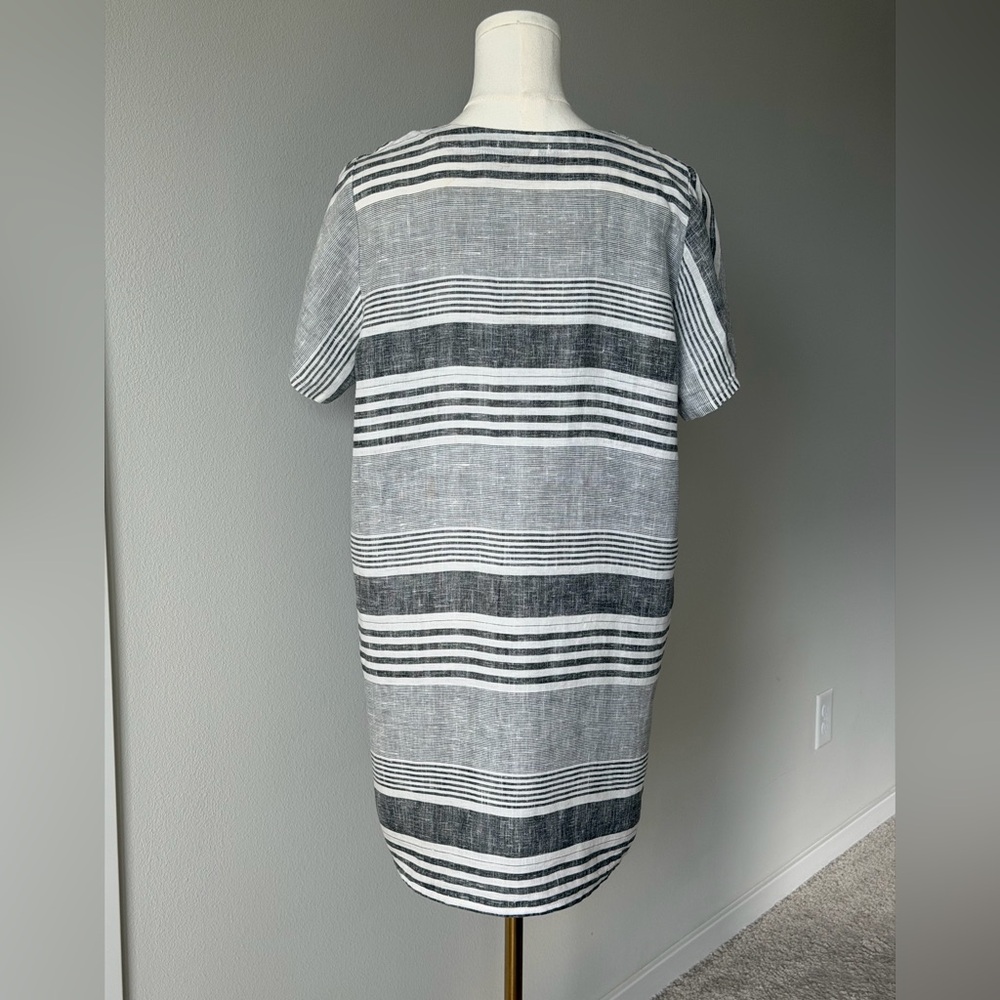 Stella Martini Coastal Linen Striped V-Neck Tunic Top Cover Up-Made in Italy-M - Picture 5 of 11